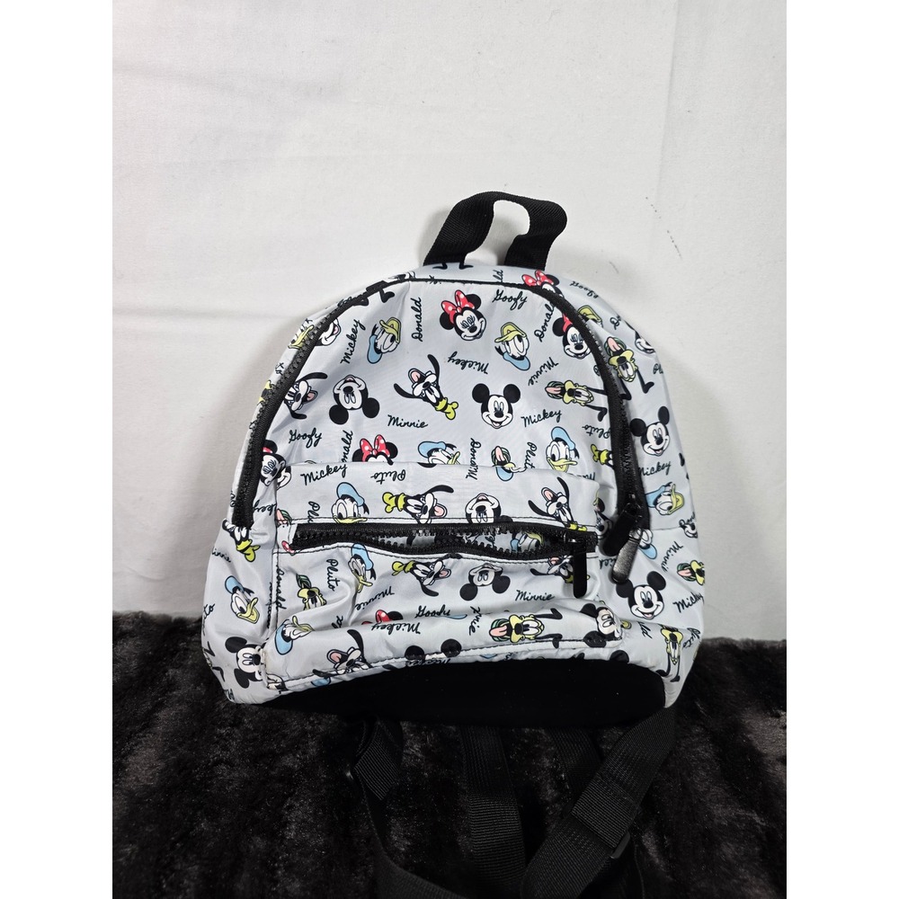 Disney Bioworld Mickey Minnie Mouse Donald Goofy Pluto Mini Backpack Gray